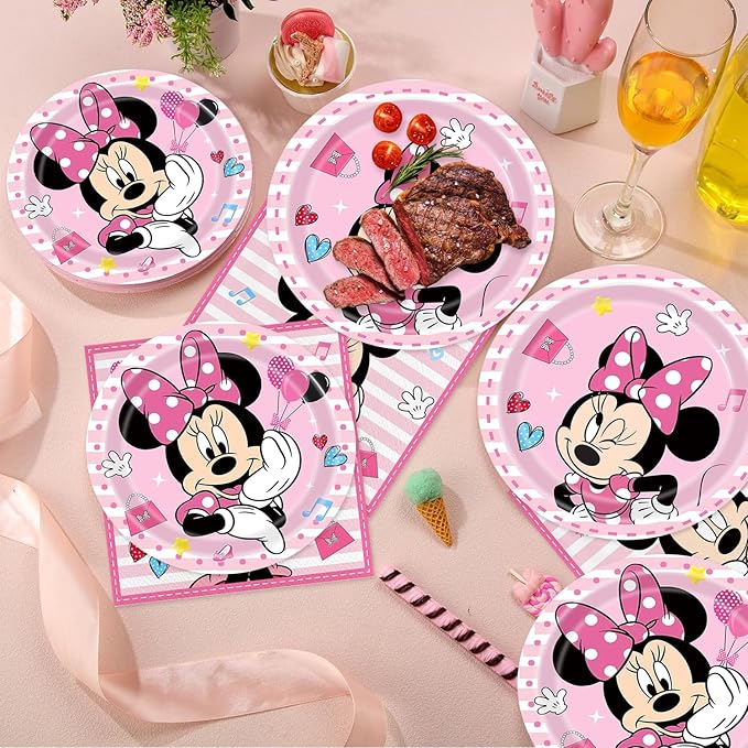 40Pack Minnie Party Supplies include 20 plates, 20 napkins for Minnie Party Decoration