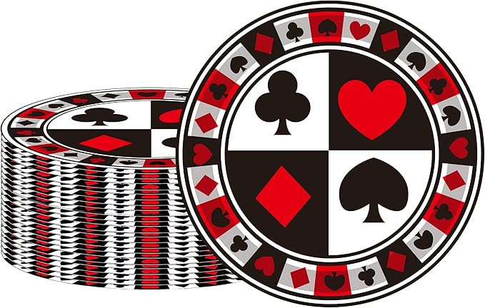 40 Pcs Casino Party Supplies - 7" Poker Paper Plates for Casino Night, Las Vegas Birthday Party Decorations
