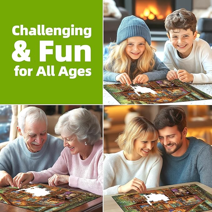 Blueforest 1000 Piece Jigsaw Puzzle - Large Forest Treehouse Bear Family Art Puzzle | Challenging Fun for Adults Home Decor (27.5 x 19.7 Inches)