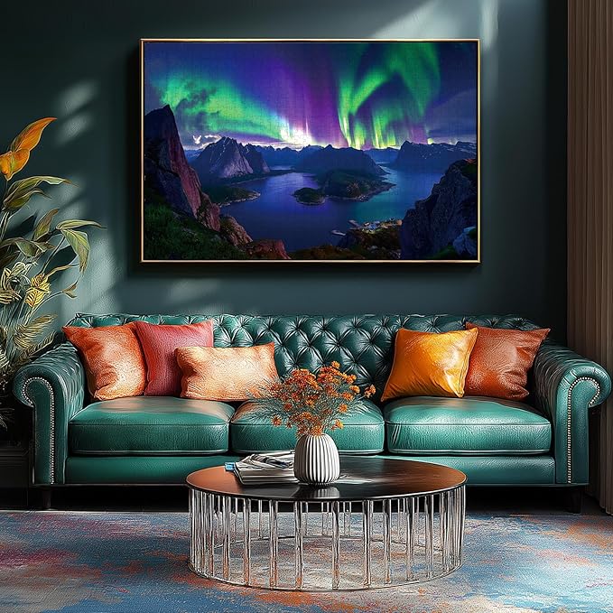 Blueforest 1000 Piece Aurora Jigsaw Puzzle for Adults - 27.5x19.7 Inch Stunning Lofoten Islands Northern Lights & Mountain Landscape, Unique Art Puzzle for Home Decor