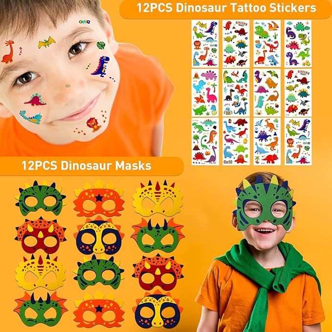 230PCS Dinosaur Party Favors - Dinosaur Birthday Party Supplies & Goodie Bags for Kids Birthday, Dino Themed Party Decorations Gifts Fillers Stuffers Toys