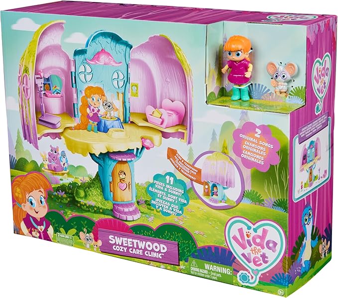 Vida The Vet, Vet Clinic, Treehouse Playset with Action Figures, Dollhouse Furniture & Accessories, Kids Toys for Girls & Boys Ages 3 and up