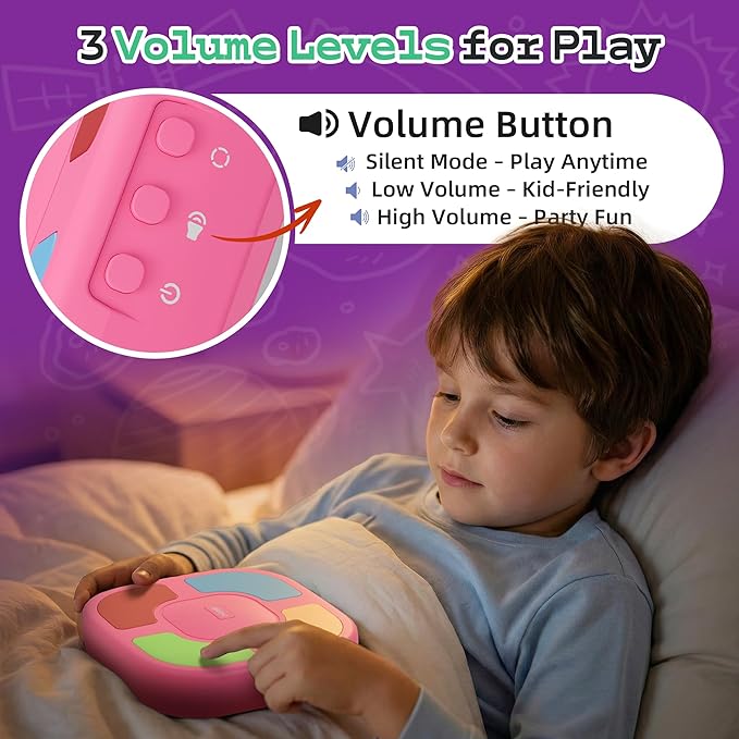 Electronic Memory Game for Kids, Handheld Toy with Silent Mode, 4 Difficulty Levels, Progressive Light Up Memory Game with Lights & Sounds, Educational Travel Toy for Boys & Girls