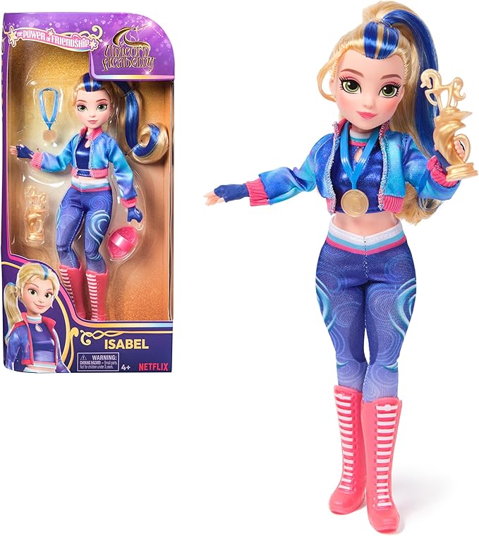 Unicorn Academy, Power of Friendship Isabel Doll, Easter Gifts Idea, Dolls & Unicorn Toys for Girls with Trophy, Medal & 5 Fashion Accessories, 9.5”