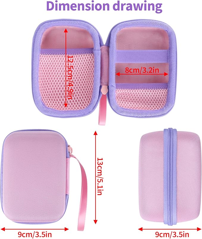 Storage Case Compatible with Yoto Mini Kids Audio Player Travel Device Plays Stories Music Podcast Radio Speaker (Pink + Purple Zipper)
