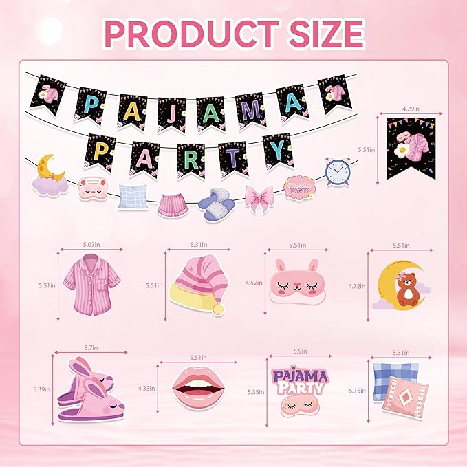 Pajama Party Decorations - Pajama Party Banner with Hanging Swirl Sleepover Party Supplies for Girls Slumber Party Favors Birthday Night Out