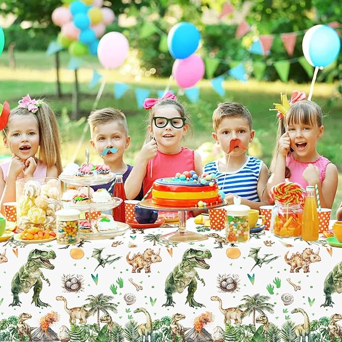 1 Pc Dinosaur Plastic Party Tablecloths 54 x 108 Inch Green Watercolor Dinosaur Table Covers for Dino Theme Kids Boys Baby Shower 1st 2nd 3rd 4th Birthday Party Supplies Table Decorations Favors