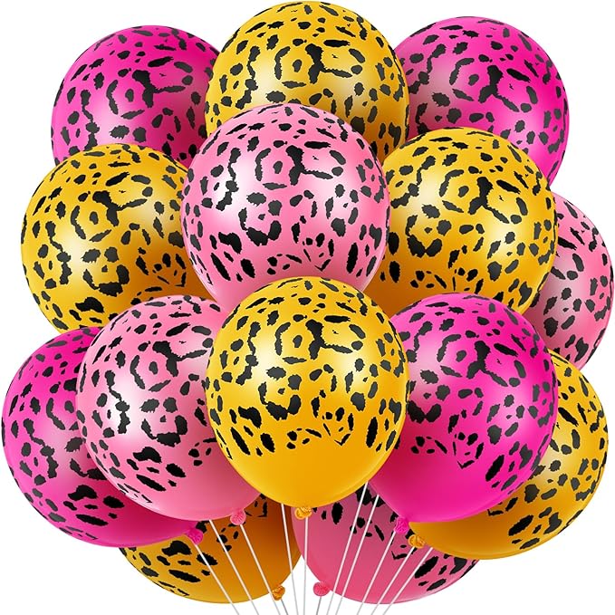Gejoy 36 Pcs Cheetah Balloons Pastel Leopard Print Balloons 12 Inch Spots Latex Leopard Jungle Animal Decorations for Cheetah Zoo Theme Birthday Party Supplies
