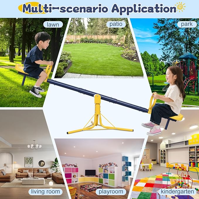 Seesaw for Kids Outdoor, Heavy Duty 250LB 360° Rotating Seesaw Outdoor Teeter Totter with Sit and Spin Design for Backyard Park & Balcony Ideal Outdoor Toys for Kids Ages 3 4 5 6 7 8