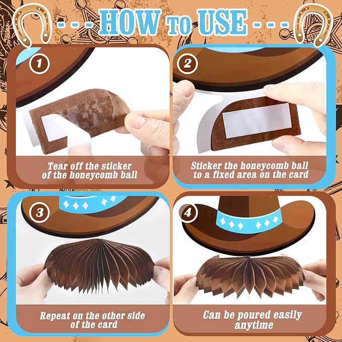 12 Pcs Cowboy Baby Shower Decorations a Little Cowboy Is on the Way Honeycomb Centerpieces Western Baby Shower Decorations Western Table Topper Table Decoration for Birthday Party Favors