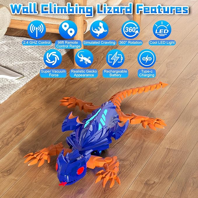 Wall Crawler Gecko, Electric Lizard Toy, Remote Control Climbing Car, Rc Robot Kids Toys, 2025 Cool Stuff Gadgets for Boys Girls, Christmas Birthday Gifts for Age 6+ Year Old