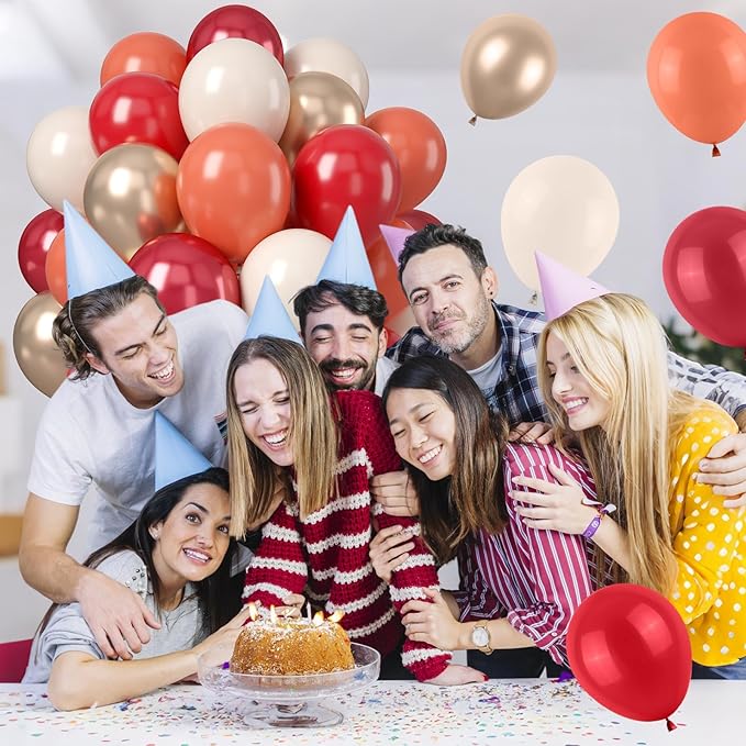 Red White Sand Balloon, 50PCS 12 Inches Ruby Red Retro Latex Beige Balloons Metallic Champagne Gold for Baby Shower Birthday Wedding Engagements Graduation Party Decoration