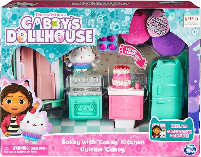 Gabby’s Dollhouse, Bakey with Cakey Kitchen with Figure and 3 Accessories, 3 Furniture and 2 Deliveries, Kids Toys for Ages 3 and up