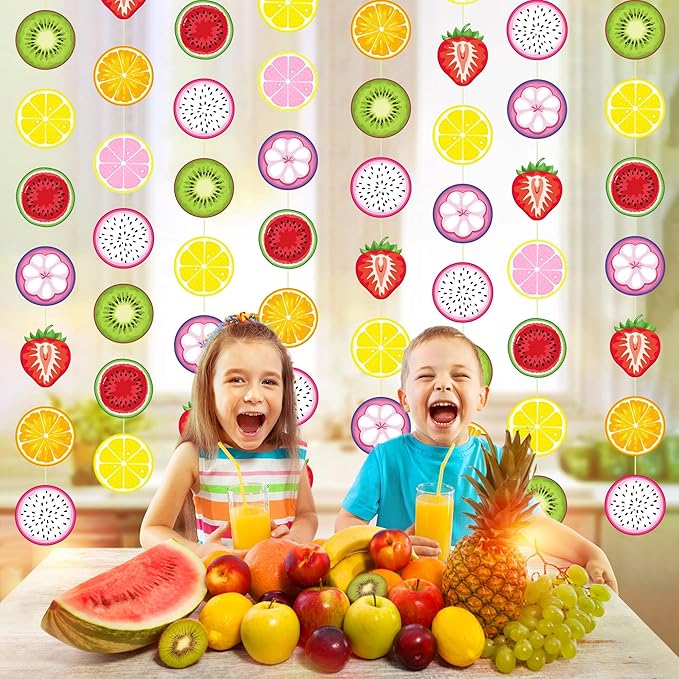 Duraaamo 8 Packs Fruit Party Banner Decorations Twotti Frutti Paper Garland Dancing Frutti Paper Hanging Cutouts Summer Theme Banners for Summer Theme Birthday Party Supplies Decor(Fruit)
