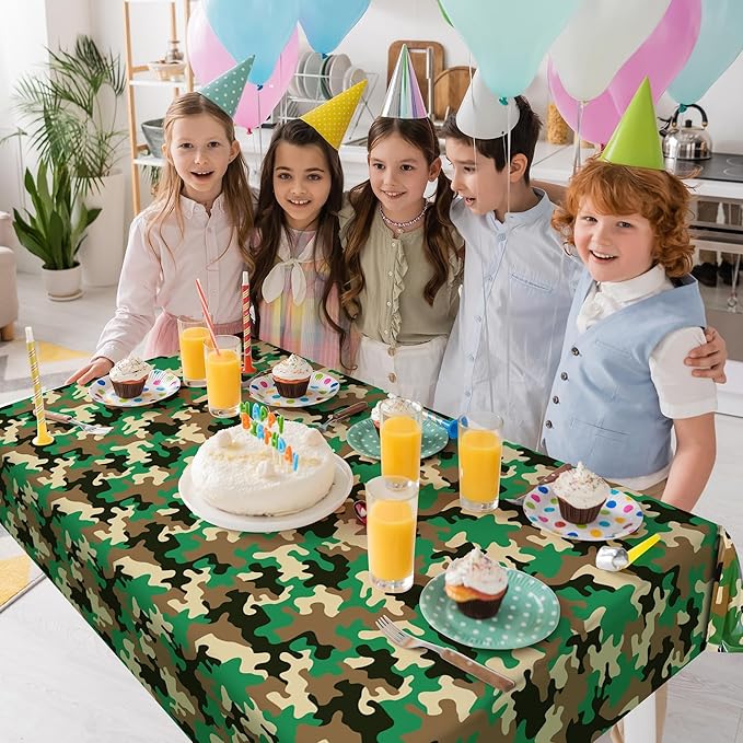 Kochorie Camo Tablecloth Roll 100 Ft X 54 Inch Camouflage Table Cover with Cutter Box Disposable Plastic Camo Table Cover Party Tablecloth Decorations for Camouflage Themed Party Supplies