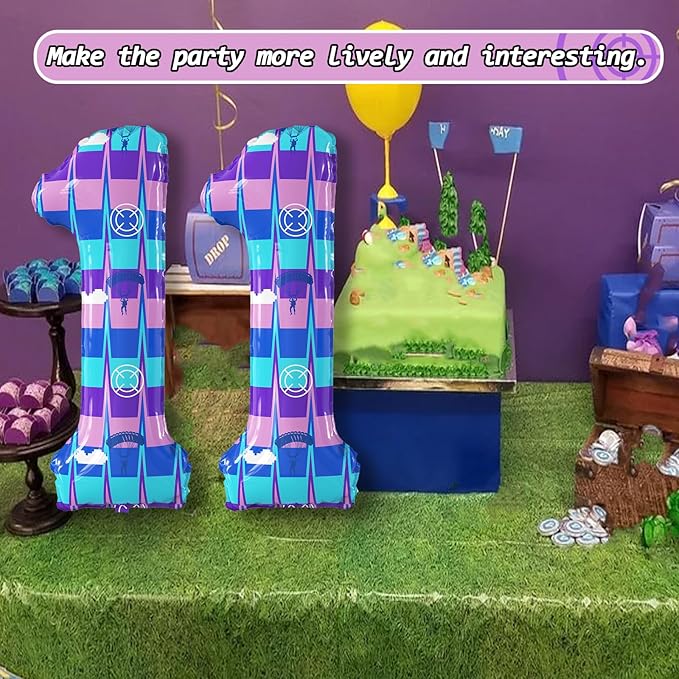 40 Inch Video Game Theme Number 11 Balloons Large Birthday Party Number Balloons Piñata Gaming for Kids Battle Boys Birthday Party Decoration Supplies