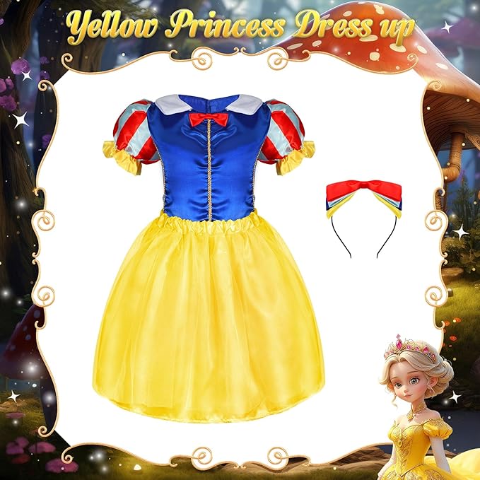 VGOFUN Princess Dress Up Clothes for Little Girls - Princess Dresses for Girls with Princess Toys Dress Up Costume Pretend Play Outfit Toddler Gifts for Christmas Birthday Halloween Aged 3-6