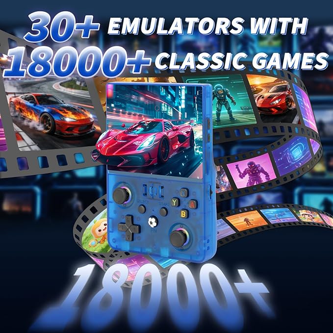 2026 NEW Upgrade R36MAXPRO Retro Handheld Game Console - 4.5 Inch Ultra-Large Screen, Support 18000+Classic Games, 64G TF Card, Linux System, 4000mAh Battery, Birthday Gift for Adult - Blue