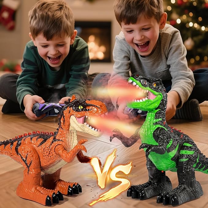 Remote Control Dinosaur Toy for Boys Kids 3-5 5-7 Years, RC Walking T-Rex Dino Robot Toy with Water Mist Spray, Lights and Sounds, Rechargeable Battery, 3 4 5 6 7 8 Years Old Boy Girl Birthday Gift