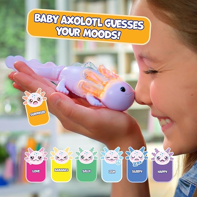 Fingerlings Interactive Baby Axolotl, Auggie (Purple), Swims & Lights Up
