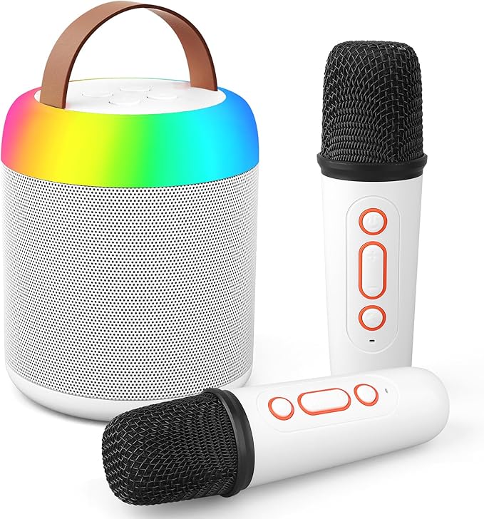 Karaoke Microphone Machine with 2 Drivers for Kids Adults, Muscial Singing Toy for Girls Boys Ages 3-12 Years Old, Bluetooth Speaker Birthday Gift Stocking Stuffer Classroom Prizes Party Game