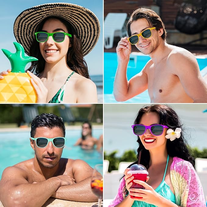 144 Pack 24 Color Neon Sunglasses Party Favors Bulk,80’s Retro Style Perfect Colorful Novelty Sun glasses Set for Birthday Party Supplies,Beach,Pool Party Favors,Goody Bag Favors for Kids Adults