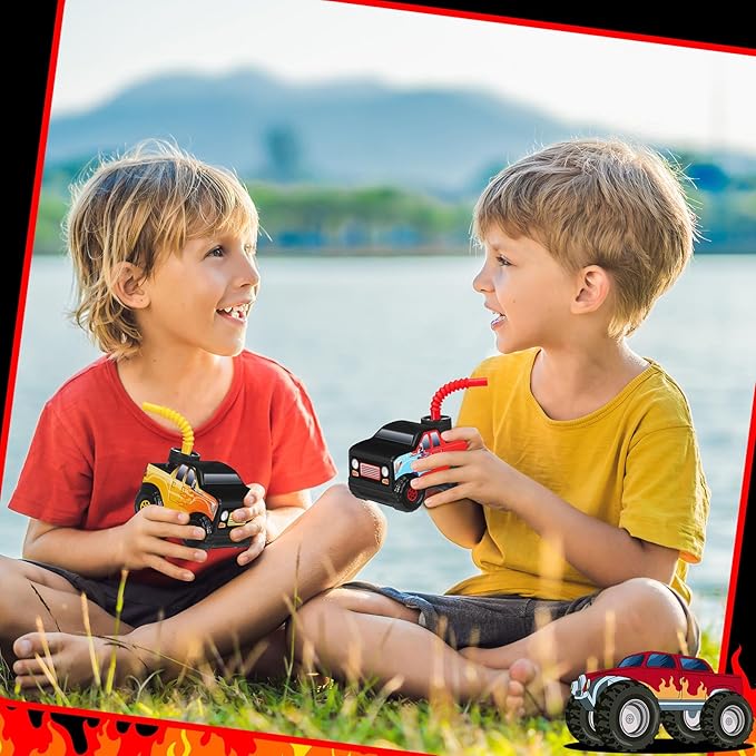 Tanlade 12 Pcs Monster Truck Road Cups with Straws, Plastic Vehicle off Road Drink Cup Reusable Truck Cups Bulk Race Car Birthday Party Favor Supplies for Racing Party Supplies (Splicing Color)