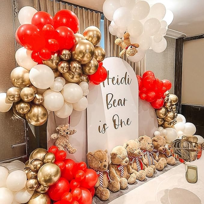 Red White Gold Balloon, 60 Pack 12 Inch Red Gold Balloon for Mother's Day Valentine's Day Women Birthday Wedding Bridal Shower Christmas Xmas Party Decorations