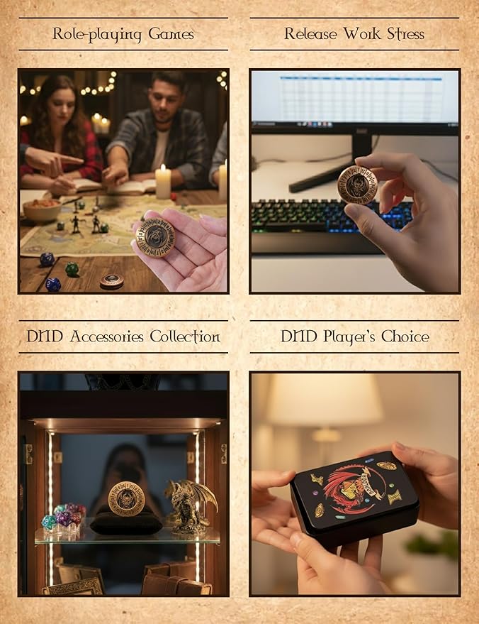 D&D Dice Set,7PCS Metal Dice for Dungeons and Dragons,Mini Dice Set with Pocket Watch Case,Role Playing Board Games Accessories (Dragon, Gold-F)