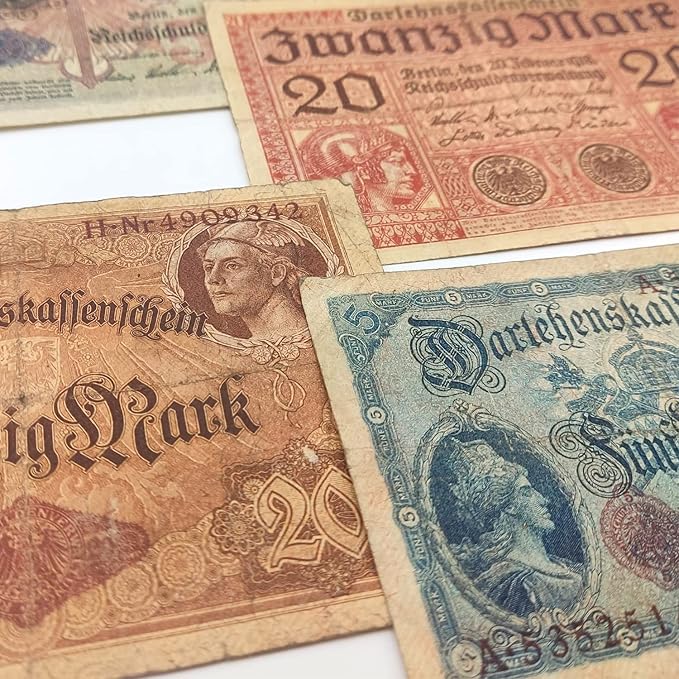 IMPACTO COLECCIONABLES WWI German Empire Collection - 7 banknotes issued from 1914 to 1918 Certificate of Authenticity included