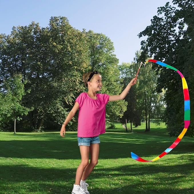 24pack Dance Ribbon Wand Rainbow Streamer Party Favors for Kids 4-8 8-12 Girls Artistic Dancing Gymnastics Carnival Games Goodie Bag Stuffers Birthday Party Decorations Mermaid Princess Party Supplies