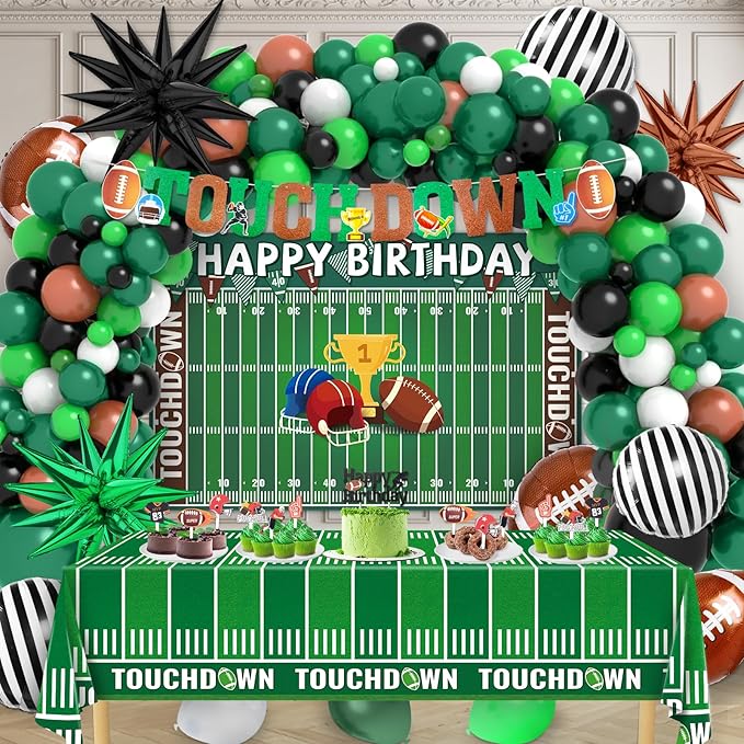 151pcs Football Birthday Party Decorations, Football Party Decorations, Football Themed Party Supplies for Sport Theme Super Bowl Touch Down Birthday Decorations