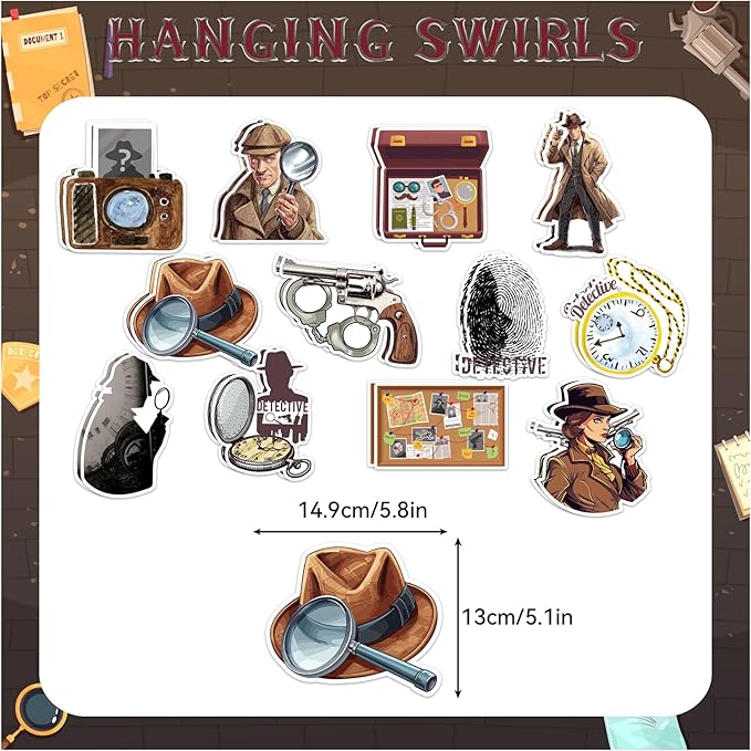 24 PCS Detective Hanging Swirl Decorations Detective Ceiling Streamers Hanging Decorations Detective Party Decorations for Detective Birthday Party Supplies