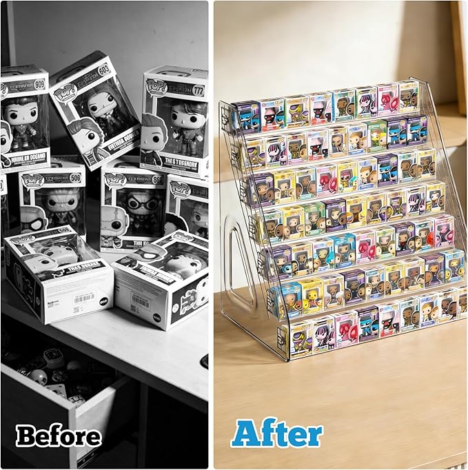 2 pcs 7-Layers Clear Display Shelf for Funko Pop,2 Pack Mini Collectible Toys Display Shelf for Bitty Pop,Clear Acrylic Display Case for Miniature Mini Action Storage Compatible with Bitty Pops Funko
