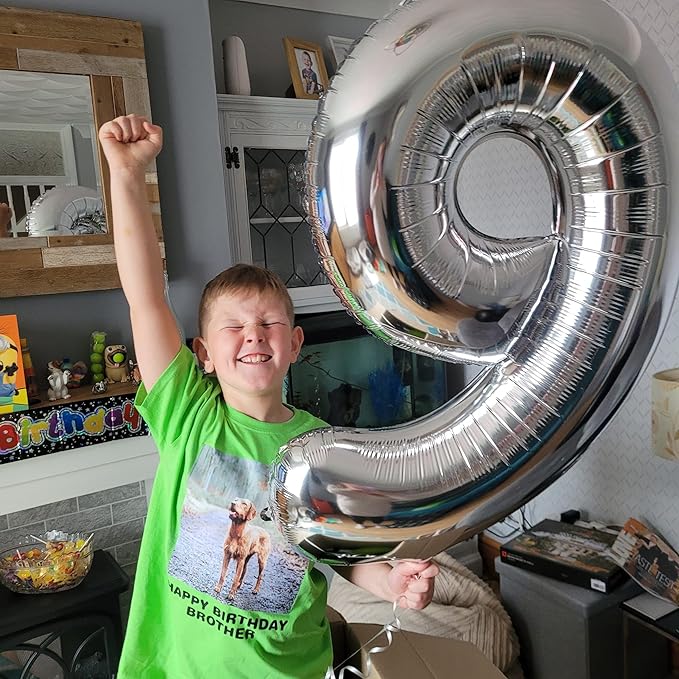 40 Inch Sliver Number 10 Balloon, Giant Number 10 Balloons for 10th Birthday Decorations, Party Supplies for Baby Boy Girl, Sliver Party Decor