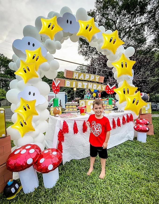 16PCS Foil Star Balloons, 40Inch Number 6 and Star Foil Balloons For Game Party 6th Birthday Party Decorations Children Party Supply Party Decor （6th）