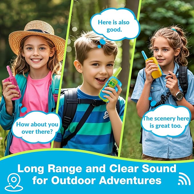 BATURU Walkie Talkies for Kids 3 Pack, Girls Toys Age 6-8 8-10 Birthday Gifts, Indoor Play, Outdoor Camping & Hiking, Toddler Walkie Talkies Age 3-5, Easy to Use, 22 Channels, 3 Miles Range