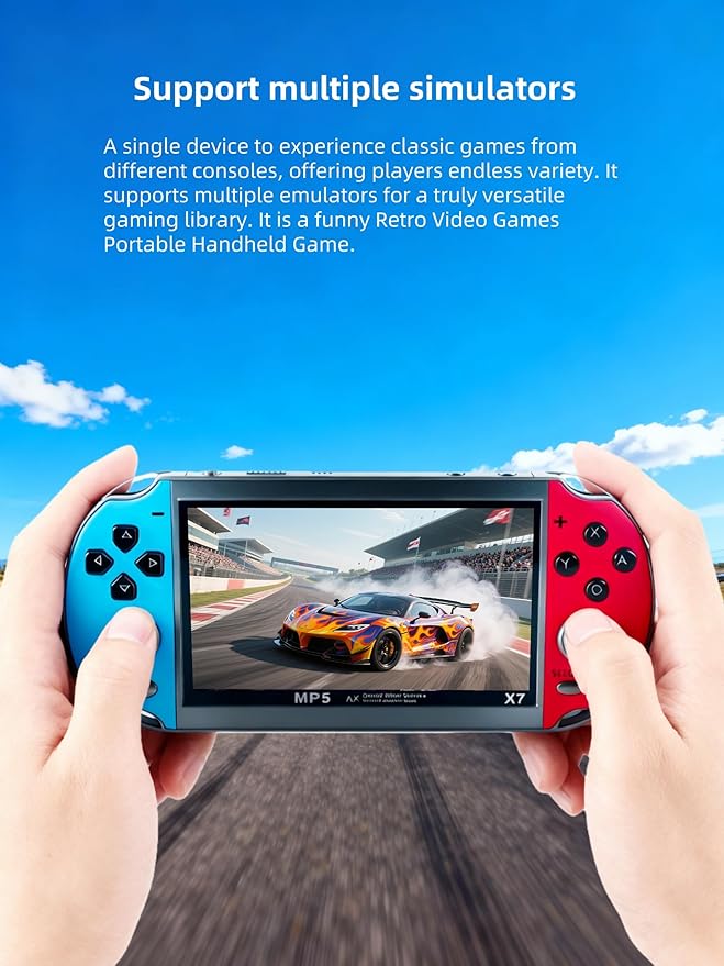 4.3" IPS Screen Handheld Video Game Console - with Classic Game System, Support TV Output, with Rechargeable BatteryTravel Toys Classic Fun for All Age