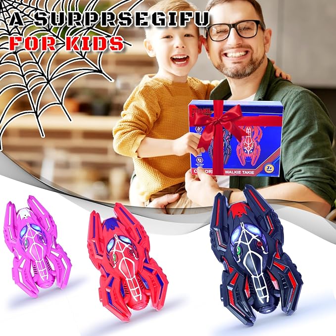 Spiders Walkie Talkies for Boys Toys|Girls Toddlers Walkie Talkies Age 3-8 Year Old|Camping Gear Outdoor Hiking Newsletter|Long Distance Wireless Telephone Receiver for 3-5 4-8 Year Old Kids Gifts