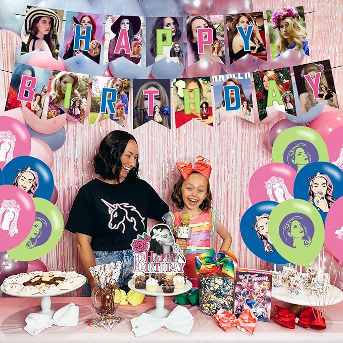 lana Party Decorations,Birthday Party Supplies Includes Banner - Cake Topper - 12 Cupcake Toppers - 18 Balloons