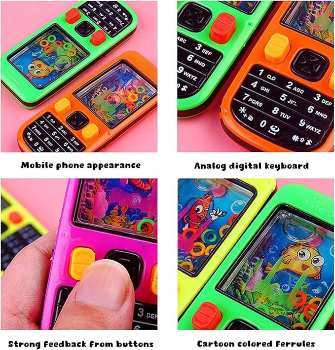 Handheld Water Game, 16 Pack Colorful Handheld Phone Game Water Ring Toss Handheld Game Goodie Bags Stuffers Return Gifts for Kids Birthday Classroom Prize Box Back to School Gift