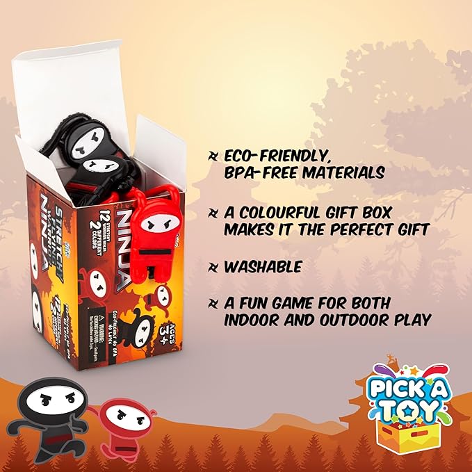PICK A TOY Ninja Toys for Boys & Girls Party Favors Supplies Stretchy Flying Ninjas 12-Pieces, Slingshot Toys Mini Toy Stuffers, Karate Birthday Goodie Bags & Ninja Party Favors Easter Egg Filler