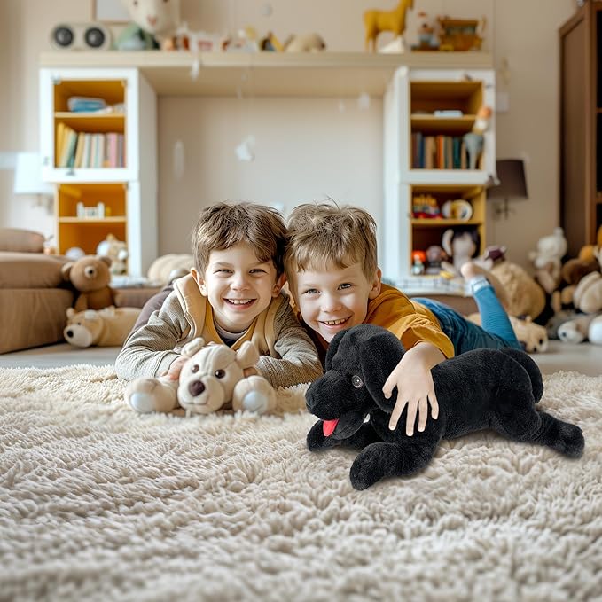 LotFancy Dog Stuffed Animal, 21 inch Black Lab Plush Dog, Realistic Stuffed Puppy Plush Toy for Kids
