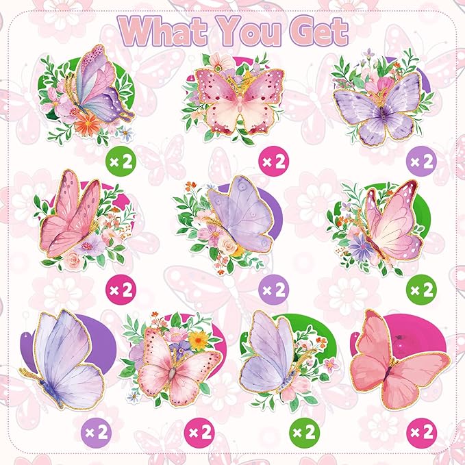 48Pcs Spring Butterfly Hanging Swirl Decorations, Watercolor Butterfly Ceiling Hanging Swirls Spring Party Hanging Swirls Streamers for Birthday Wedding Garden Tea Party Decor Supplies