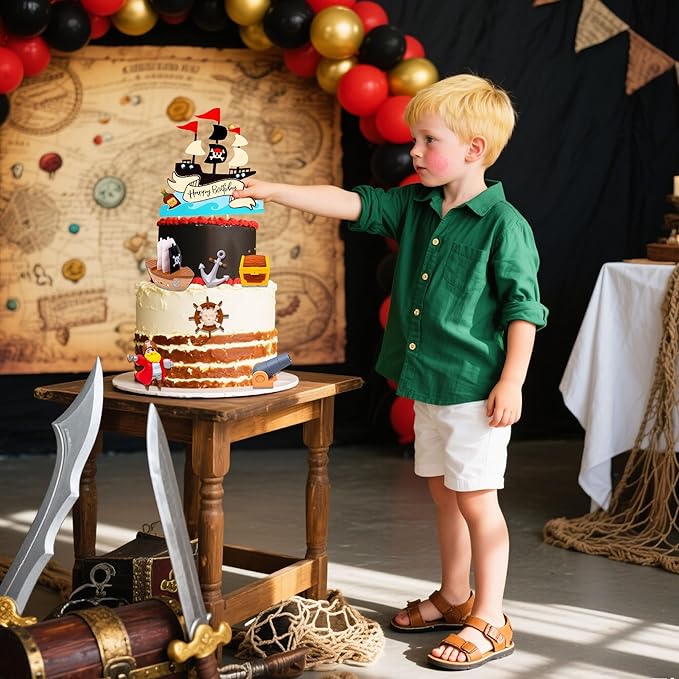 Pirate Birthday Cake Decoration Pirate Birthday Party Supplies Treasure Chest Cake Decoration Pirate Cupcake Picks Pirate Ship Cake Decoration Treasure Hunt Cake Decor