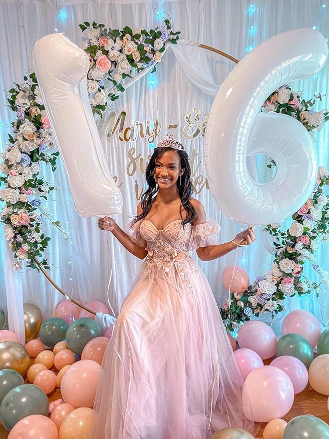 Number Balloons 1, 40 Inch Ballons for Girl Boy 1st 1 11 21 Birthday Decorations Baby Shower Photo Shoot, White One Balloons
