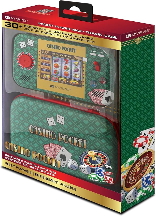 My Arcade Casino Pocket: Retro Casino Arcade Game, 30 Games, Rechargeable Battery, Includes Travel Case and Screen Protector, Roulette, Poker, Blackjack