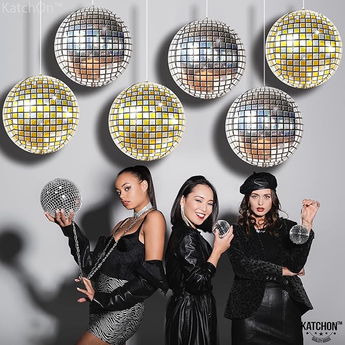 KatchOn, Silver and Gold Disco Ball Balloons -22 Inch, Pack of 6 | 4D Sphere Balloons for Disco Party Decorations | 70s Party Disco Ball decoration | Birthday Party, Graduation Decorations 2026