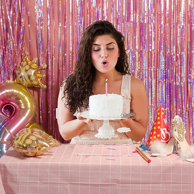 3 Pack Pink Backdrop Party Decorations Tinsel Curtain Party Backdrop Foil Fringe Birthday Decorations Photo Booth Streamer Backdrop Pink Theme Bachelorette Valentines Party Decorations