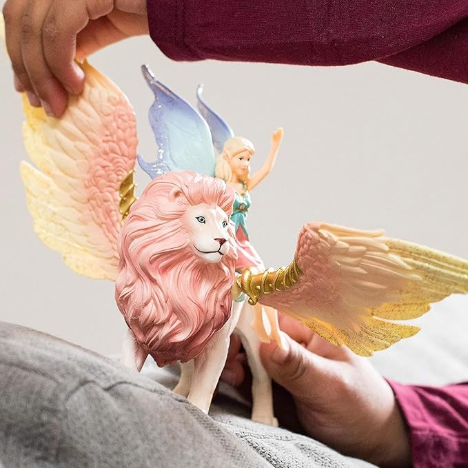 Schleich Bayala - Winged Fairy and Flying Lion Toy Set for Girls and Boys - Moveable Pink Lion and Cute Magnetic Blue Fairy Action Figure - Magical Animal Figurine Playset for Kids Ages 5+ | 70714